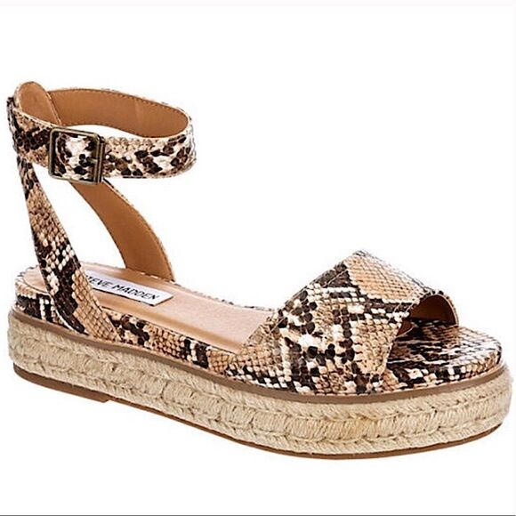 Steve Madden GABI ESPADRILLE PLATFORM SANDAL Tan Snakeskin New NWT - Picture 5 of 9
